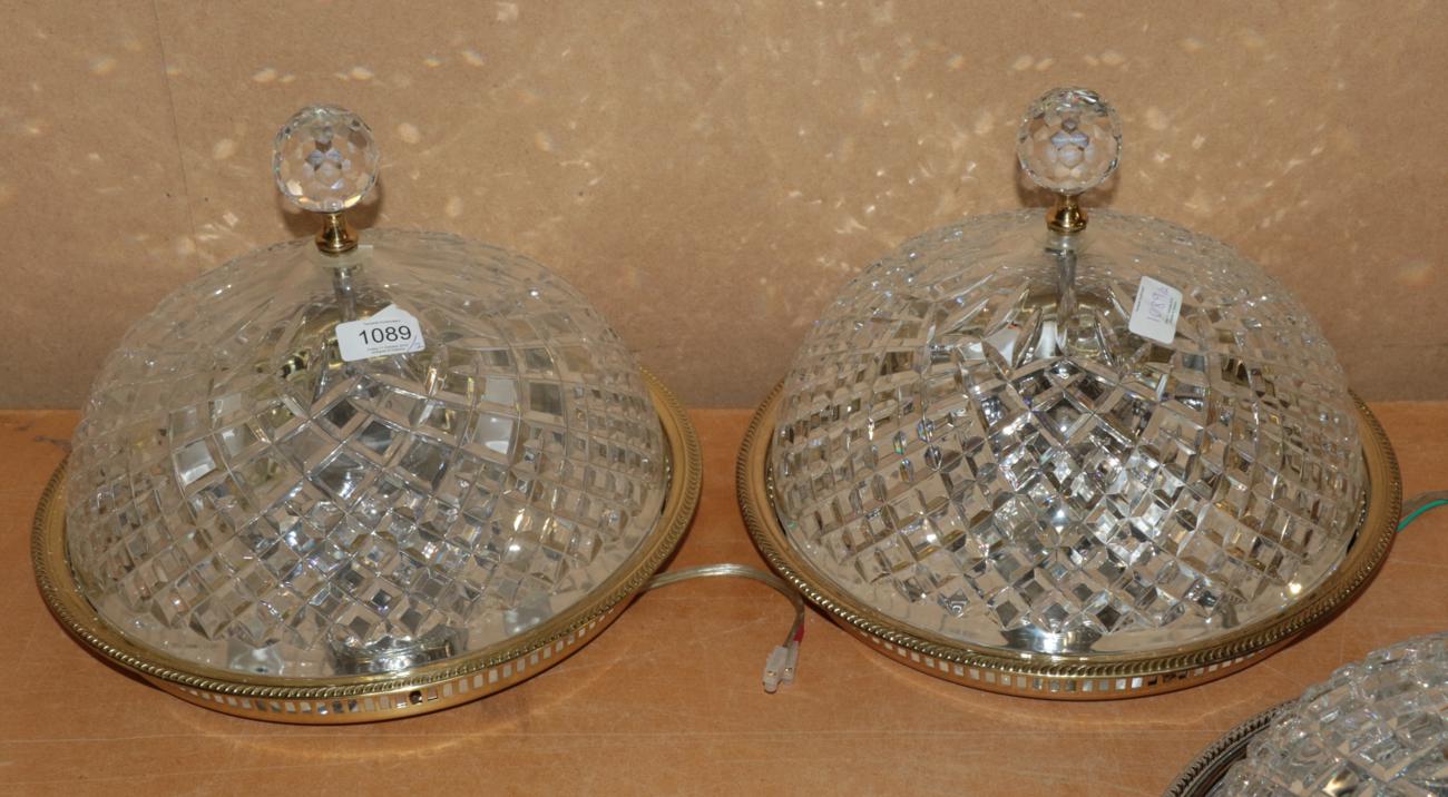 A pair of domed Waterford crystal ceiling lights (brass)