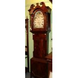 A mahogany eight day long case clock , arch painted dial, signed Stonehouse Leeds, early 19th