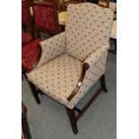 George III style elbow chair with floral fabric