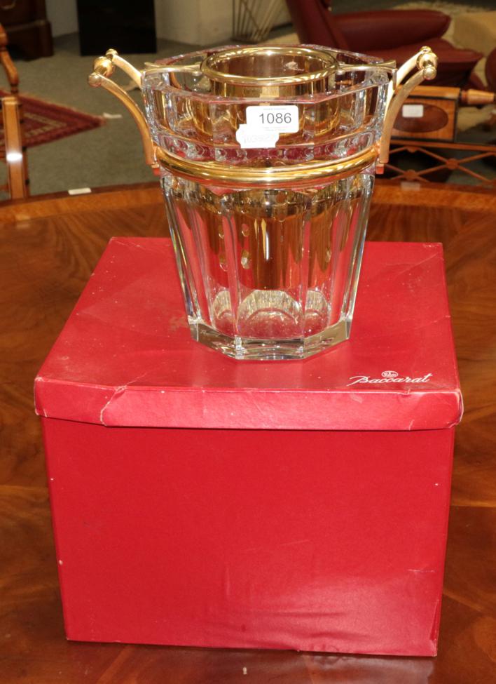 A Baccarat Cut-Glass and Gilt-Metal Champagne-Cooler, Harcourt pattern, the octagonal cut-glass body