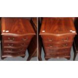 Pair of reproduction mahogany four-drawer chests . Brass plated handles, both pieces are tired