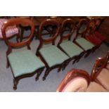 Set of four Victorian mahogany balloon back dining chairs and a further pair of balloon back