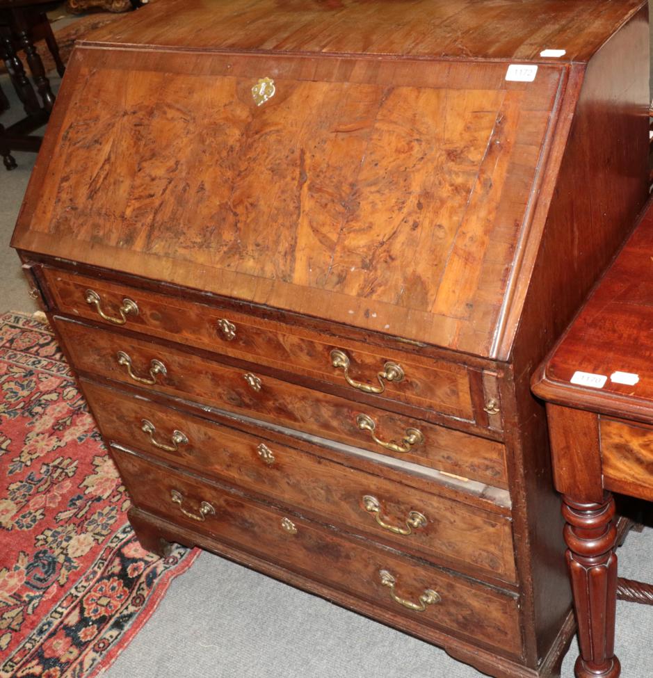 A mid 18th century walnut bureau