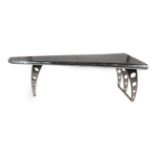 An Aviator Style Console Table, modern, in the form of a curved aeroplane wing, the polished metal
