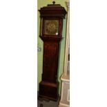 Circa 1770 oak and mahogany longcase clock, Matthew Bushell, brass dial and pendulum, with two