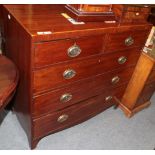 A late George III mahogany and pine lined five drawer straight front chest, 104cm wide