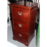 A Reproduction Hardwood Three Drawer Filing Cabinet, 54cm by 50cm by 112cm