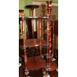 ^ A Victorian rosewood three-tier whatnot on turned supports and castors, 85cm high; and a Victorian