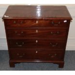 George III mahogany four drawer chest, moulded top, 79cm diameter