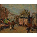 Alide Goldschmidt (1885-1967) French street scene Oil on board, together with a further seascape