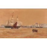 Attributed to Thomas Bush Hardy (1842-1897) ''Off Dover'' Bears signature and dated, watercolour,