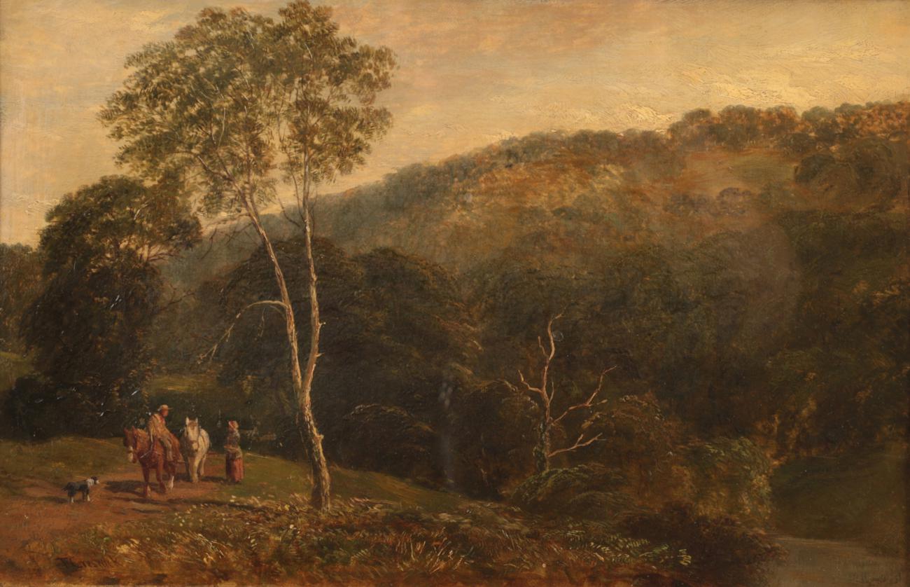 Thomas Creswick RA (1811-1869) Travellers and sheepdog on a country path Signed, oil on canvas, 23.