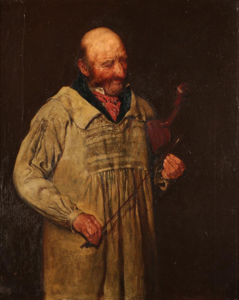 English School (19th century) The Violin Maker Monogrammed RHF, oil on canvas, 50.5cm by 40.5cm