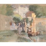 Roland Batchelor RWS (1889-1990) ''Quayside, Richmond'' Signed, watercolour, 15.5cm by 18.5cm