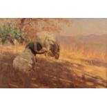 Edgar H Fischer (fl.1908-1933) Boer Goats Grazing Signed, oil on canvas, 33cm by 51cm