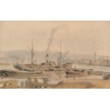 William Thomas Hawkesworth (1853-1935) ''On the Medway'' Inscribed verso, watercolour, 13.5cm by