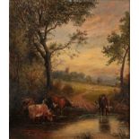 J Hardy (19th century) Newstead Abbey by the light of the moon Signed and dated (18)78, oil on