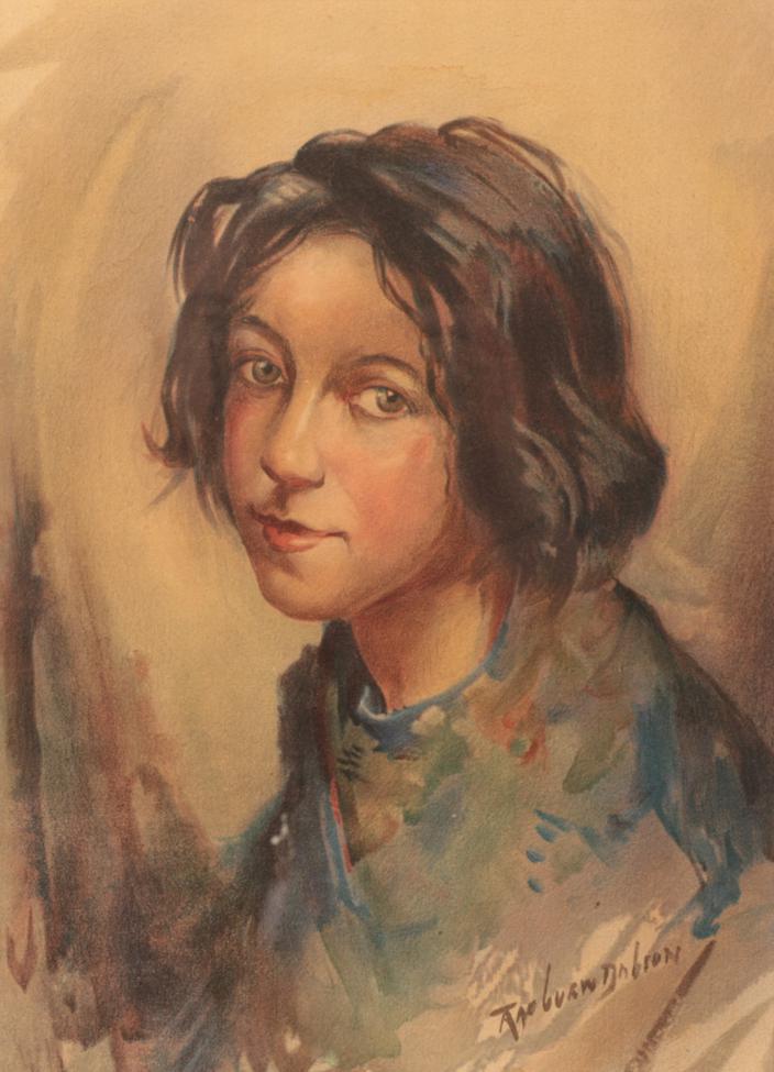 Henry Raeburn Dobson (1901-1985) Portrait of an unknown girl Signed, watercolour, 35cm by 26cm