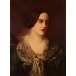 British School, (20th century) Portrait of a lady with lace shawl Oil on canvas, 65cm by 49cm