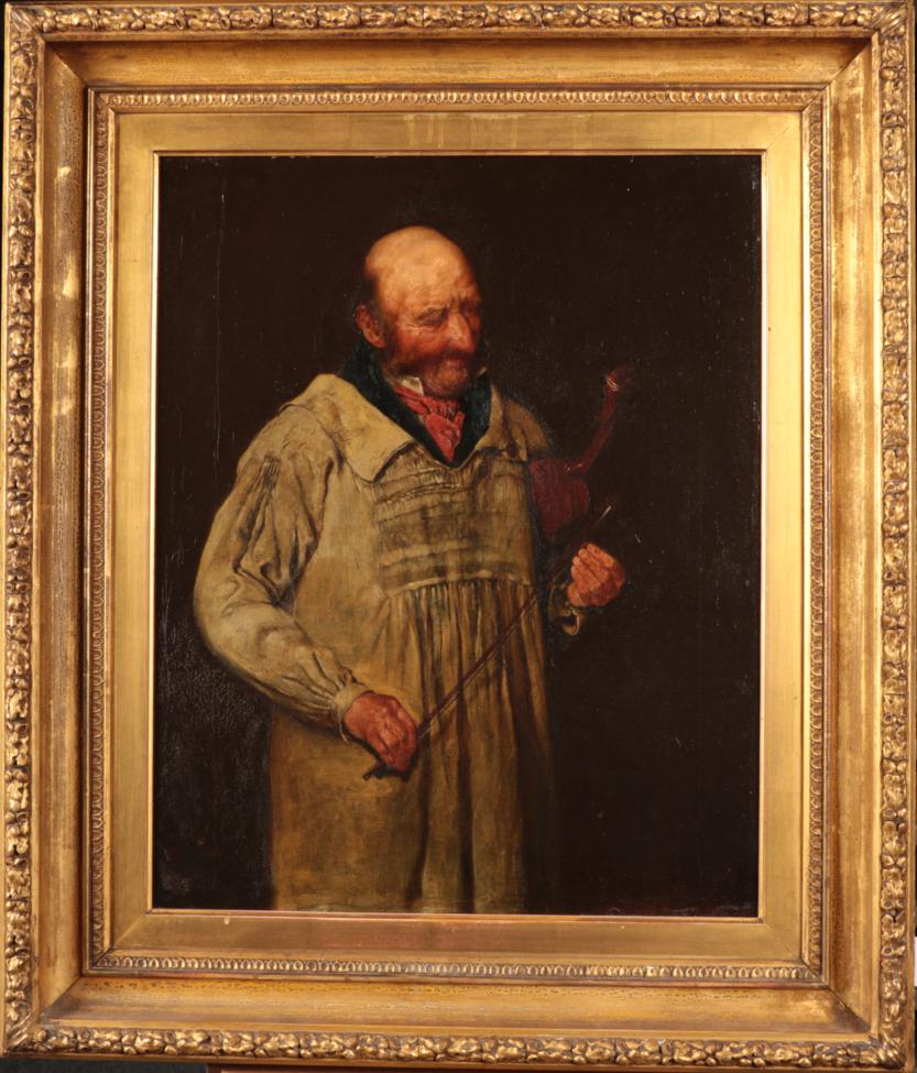 English School (19th century) The Violin Maker Monogrammed RHF, oil on canvas, 50.5cm by 40.5cm - Image 2 of 3