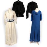 Victorian and Edwardian Costume, comprising an Edwardian cream wool two piece wedding suit,