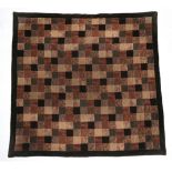 A Mid 20th Century Patchwork Quilt, incorporating velvet squares of Liberty of London fabrics,