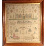 19th Century School Sampler, Worked by Martha Barbett, Aged 11, Dated 1836, depicting Tilston