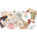 Assorted Embroidered Items, Handkerchiefs, including School Time Handkerchiefs by Gladys Peto,