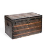 Late 19th Century Louis Vuitton Trunk, in the damier ebene two-tone check pattern, the squares