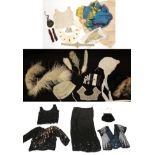 Assorted Costume Accessories, including a 19th century sample set comprising jacket front embroid