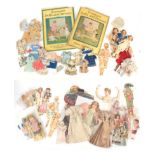 Assorted Early 20th Century Printed Card Dolls, with jointed arms and legs including Dennisons,