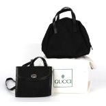 Gucci Black Canvas Small Handbag, printed in black with the GG web pattern, 20cm by 18cm by 10.