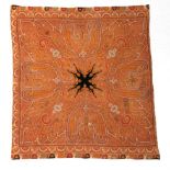 Circa 1880 French Kashmir Shawl Quilt, with single diamond quilting, mustard cotton to the