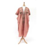 Early 20th Century Ottoman Robe, on pale pink silk with short sleeves and decorative embroidery