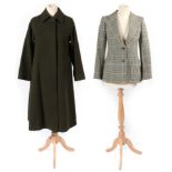 Burberrys Lady's Moss Green Wool Coat, with concealed button fastenings, slit pockets and bracelet