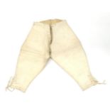 A Pair of 18th Century Buckskin Breeches, with button up fly, top pocket, waist adjuster leather