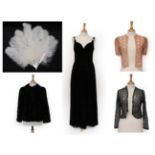 Circa 1920's and Later Costume and Accessories, comprising a black sequin jacket; a similar peach