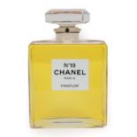 Chanel No.19 Advertising Display Dummy Factice, the clear glass bottle with faceted corners and