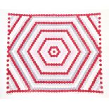 Late 19th Century Cotton Patchwork Quilt, consisting frames of hexagons in turkey red, purple and