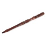 19th Century Yorkshire Fruitwood Knitting Stick, of ring and baluster turned form, 24cm. several