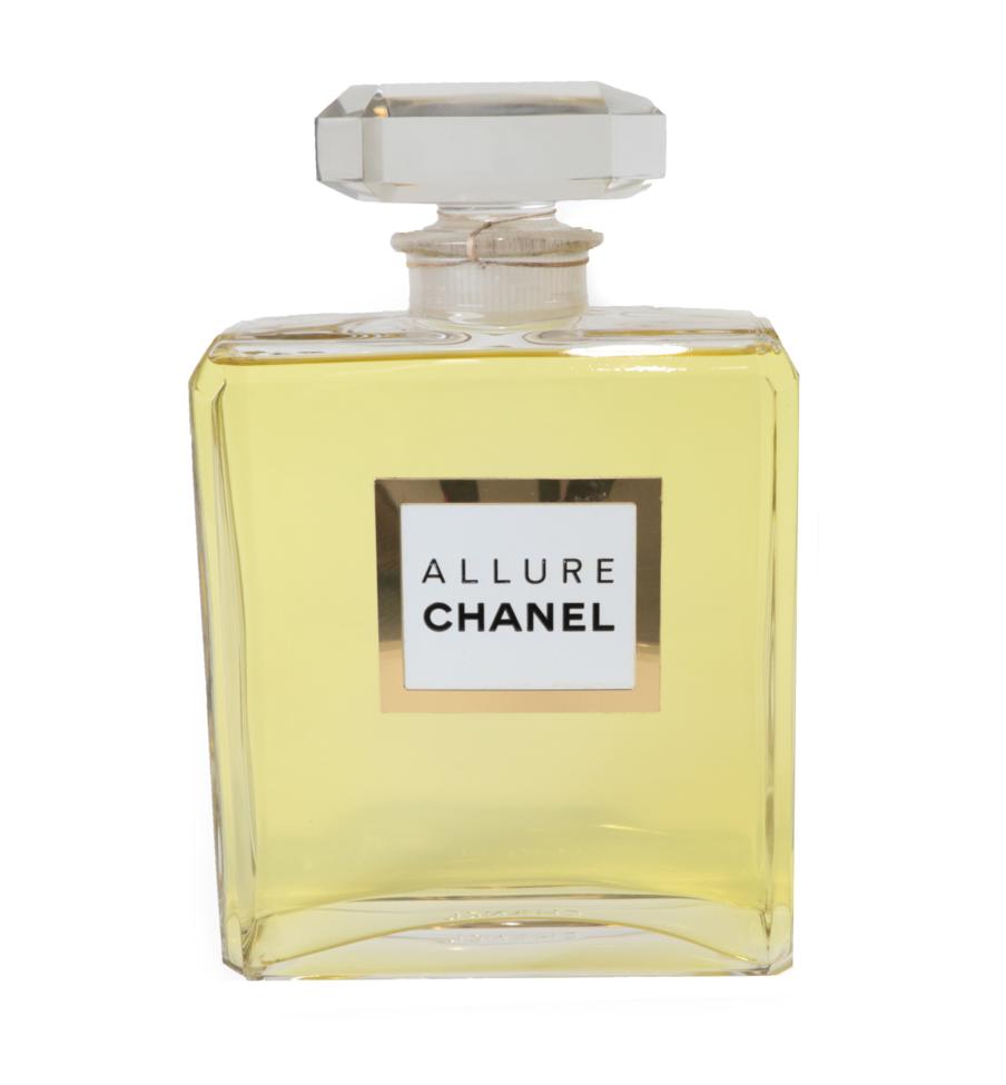 Chanel Allure Advertising Display Dummy Factice, the clear glass bottle with faceted corners and