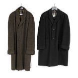 Burberrys Gentleman's Wool Overcoat, woven in greens and greys; together with an Aquascutum