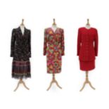 Christian Lacroix Bazar Wool Skirt Suit, comprising a long sleeve jacket with gathers to the top