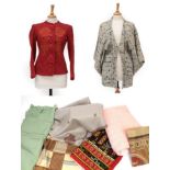 Assorted 20th Century Costume and Textiles, including a circa 1940s orange wool fitted jacket with