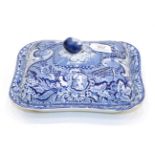 A Davenport Pearlware Commemorative Vegetable Tureen and Cover, circa 1800, of rounded rectangular