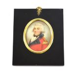 English School (late 18th century): A Miniature Bust Portrait of an Army Officer, wearing scarlet