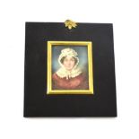 English School (late 18th century): A Miniature Bust Portrait of Elizabeth Hill, wearing a lace