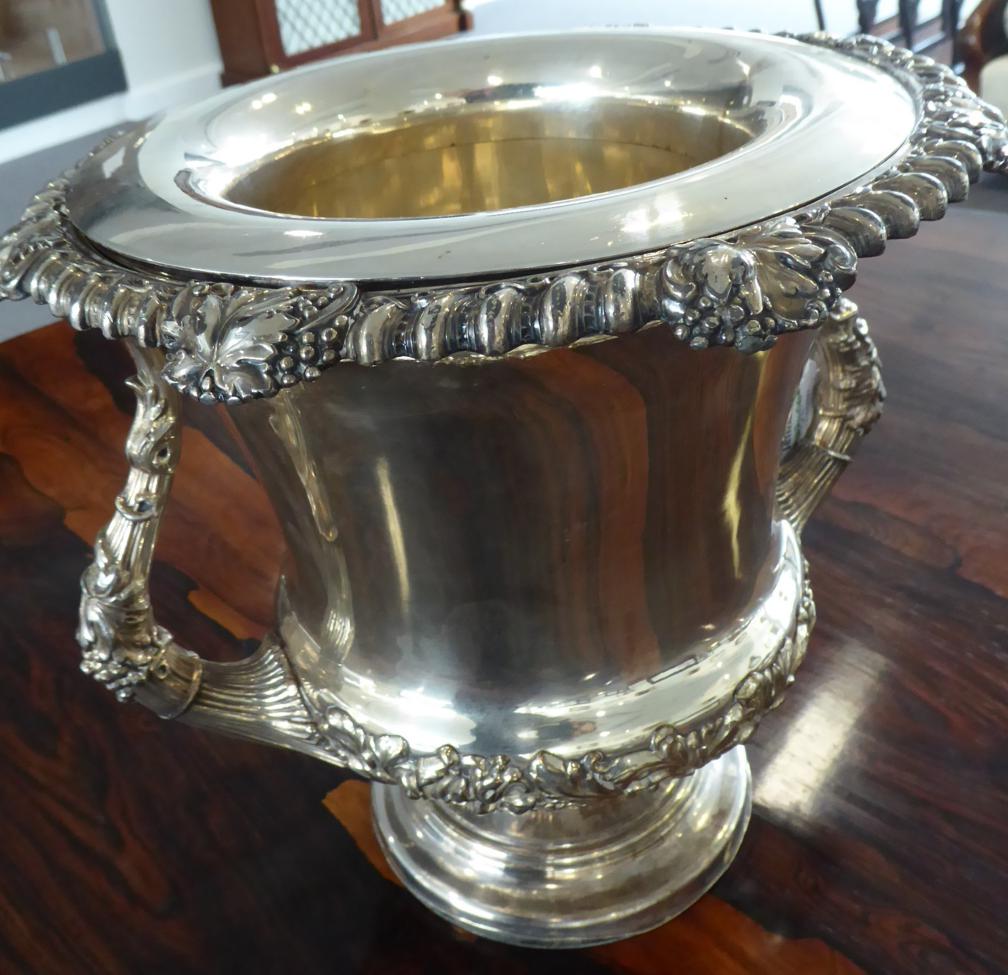 An Old Sheffield Plate Wine-Cooler, Collar and Liner, Apparently Unmarked, circa 1820, campana- - Image 4 of 5