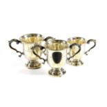 Three Edward VIII and George VI Silver Trophy-Cups, by Walker and Hall, Sheffield, 1936, 1938 and