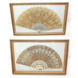 Two Attractive Sequinned Fans, both framed and glazed, the first being early 20th century of